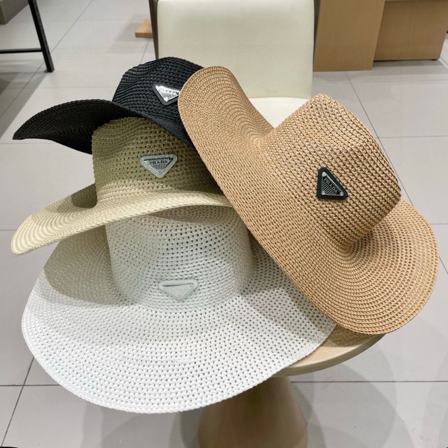 prada hat PRADA big brim hat men and women travel beach hat sun protection hat summer casual — 1:1 Replica — photo 5