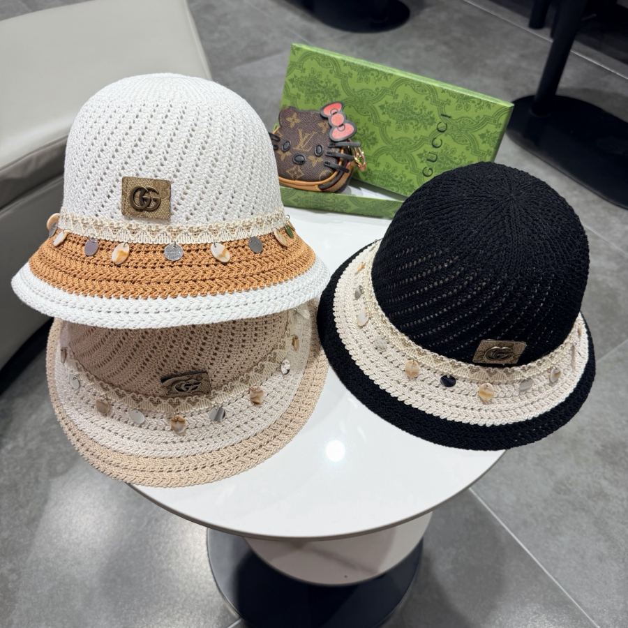 gucci hat ethnic style sequin decorated straw fisherman hat women's spring seaside vacation breathable — AAA Quality Replica — photo 5