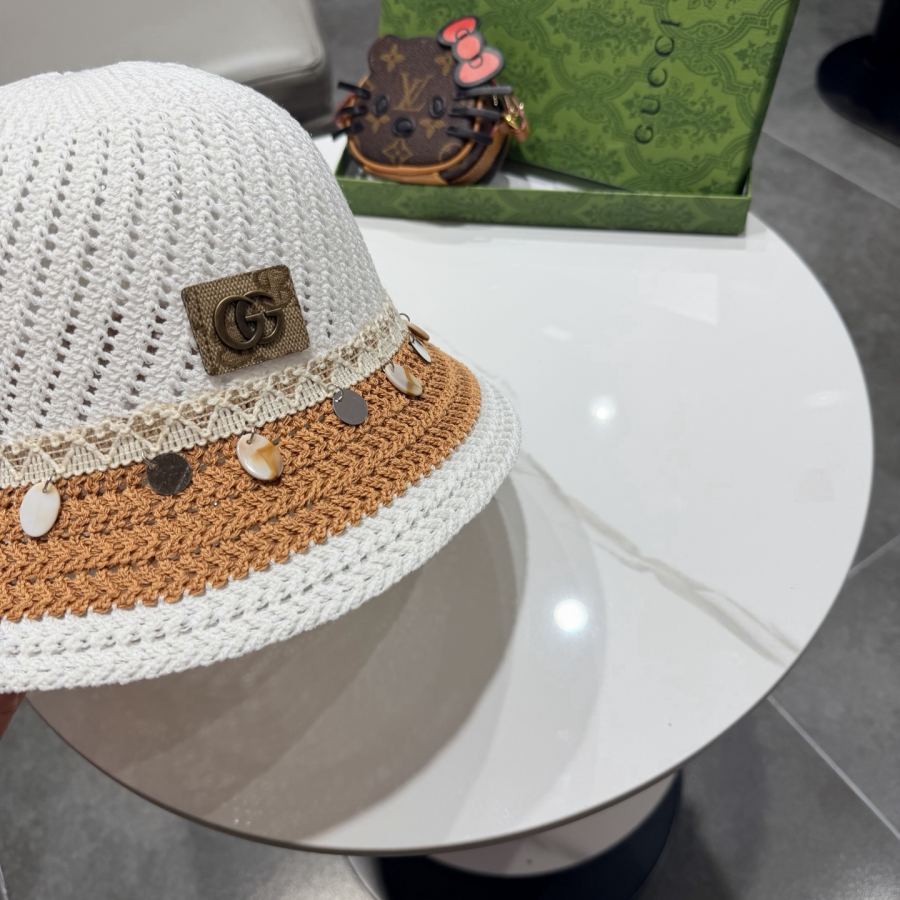 gucci hat ethnic style sequin decorated straw fisherman hat women's spring seaside vacation breathable — AAA Quality Replica — photo 4
