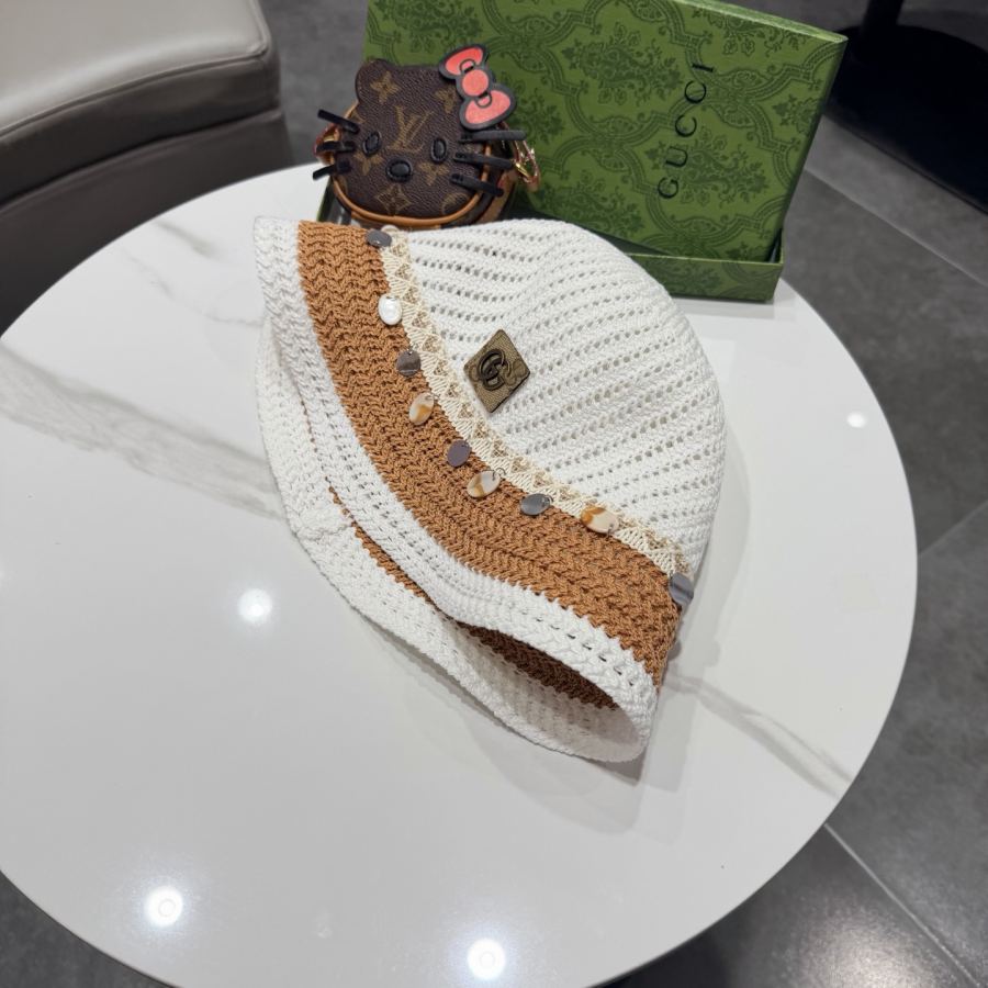 gucci hat ethnic style sequin decorated straw fisherman hat women's spring seaside vacation breathable — AAA Quality Replica — photo 9