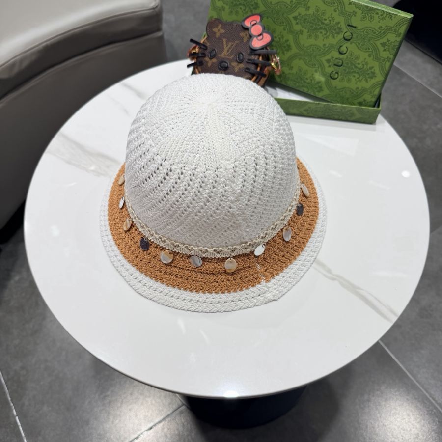 gucci hat ethnic style sequin decorated straw fisherman hat women's spring seaside vacation breathable — AAA Quality Replica — photo 3