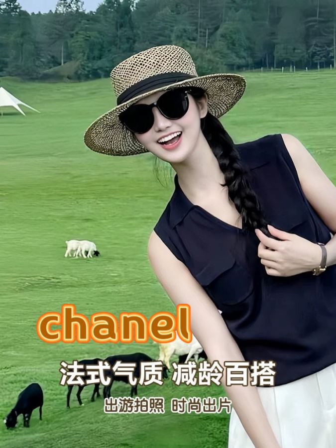 Chanel hat chanel natural saltwater straw internet celebrity flat top hat women's summer beach trip — 1:1 Replica For Sale