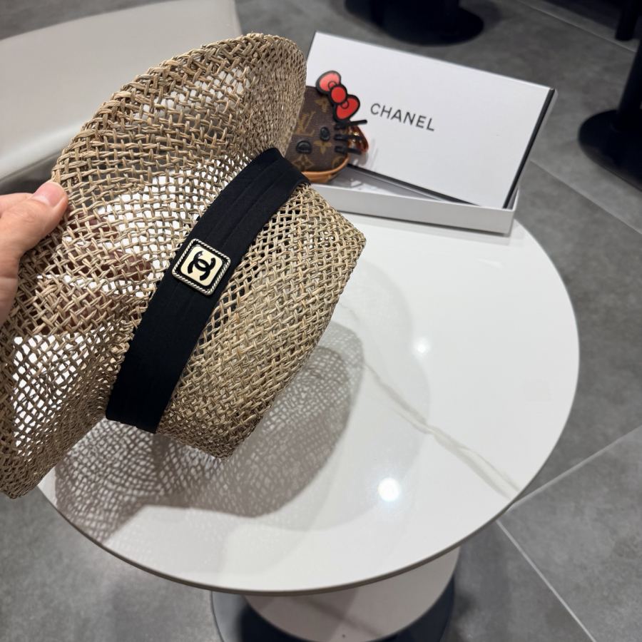 Chanel hat chanel natural saltwater straw internet celebrity flat top hat women's summer beach trip — 1:1 Replica For Sale — photo 6