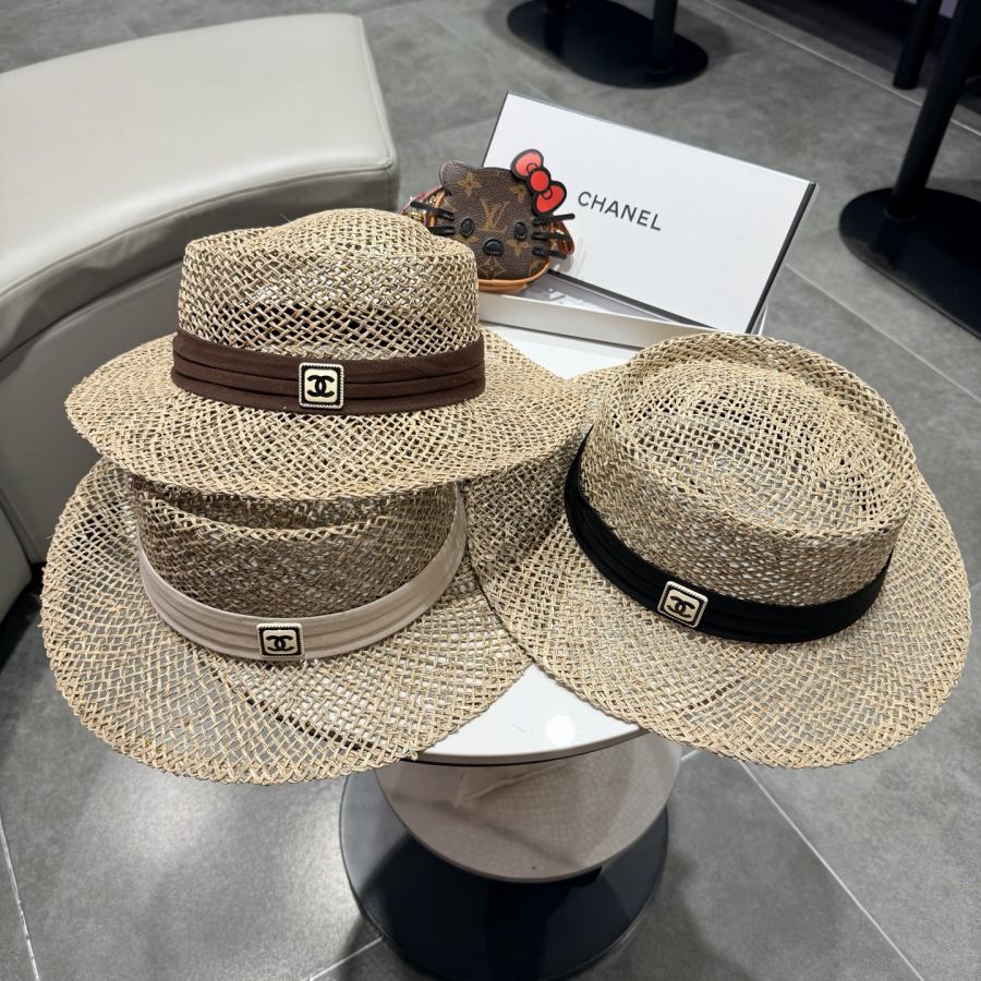 Chanel hat chanel natural saltwater straw internet celebrity flat top hat women's summer beach trip — 1:1 Replica For Sale — photo 5