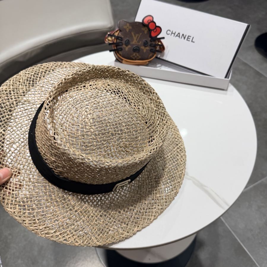 Chanel hat chanel natural saltwater straw internet celebrity flat top hat women's summer beach trip — 1:1 Replica For Sale — photo 4
