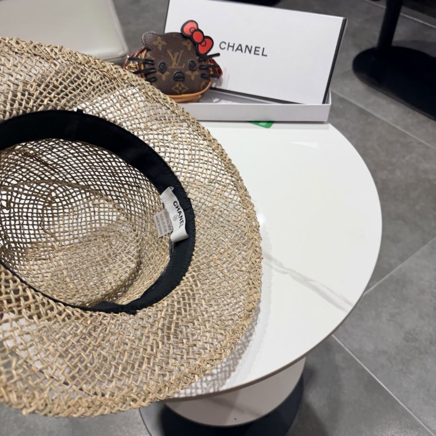Chanel hat chanel natural saltwater straw internet celebrity flat top hat women's summer beach trip — AAA Quality Replica — photo 8