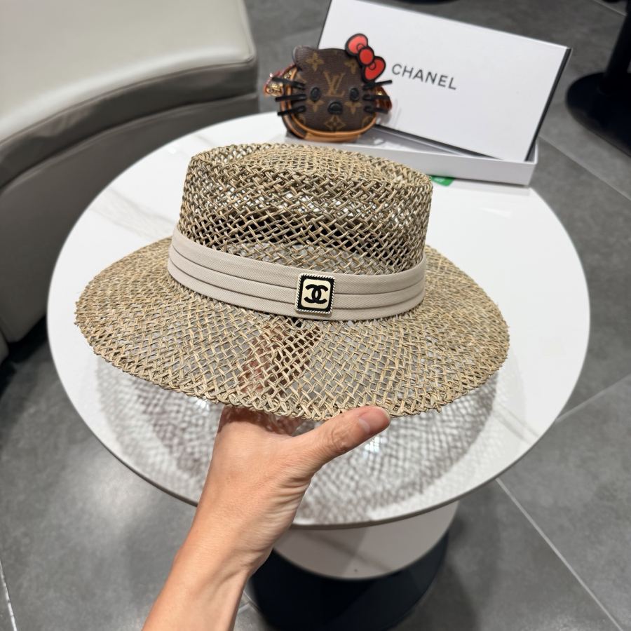 Chanel hat chanel natural saltwater straw internet celebrity flat top hat women's summer beach trip — AAA Quality Replica — photo 6