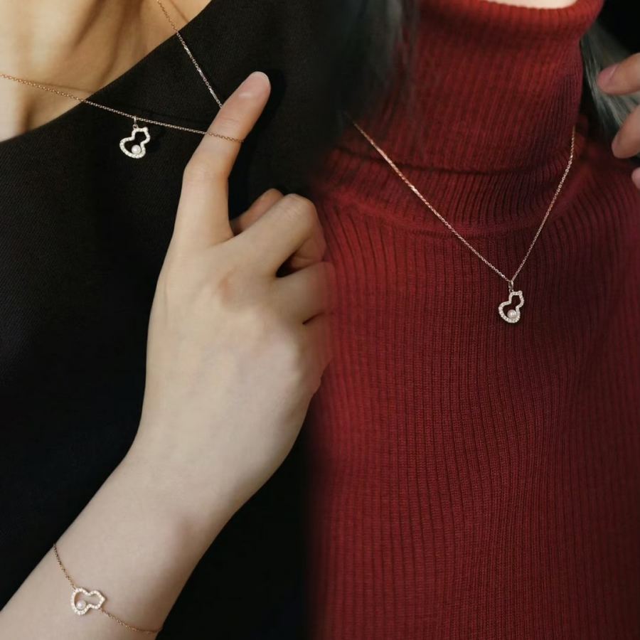 Qeelin Jewelry Qilin Necklace New Hollow Diamond Pearl Gourd Necklace — Premium Replica — photo 9