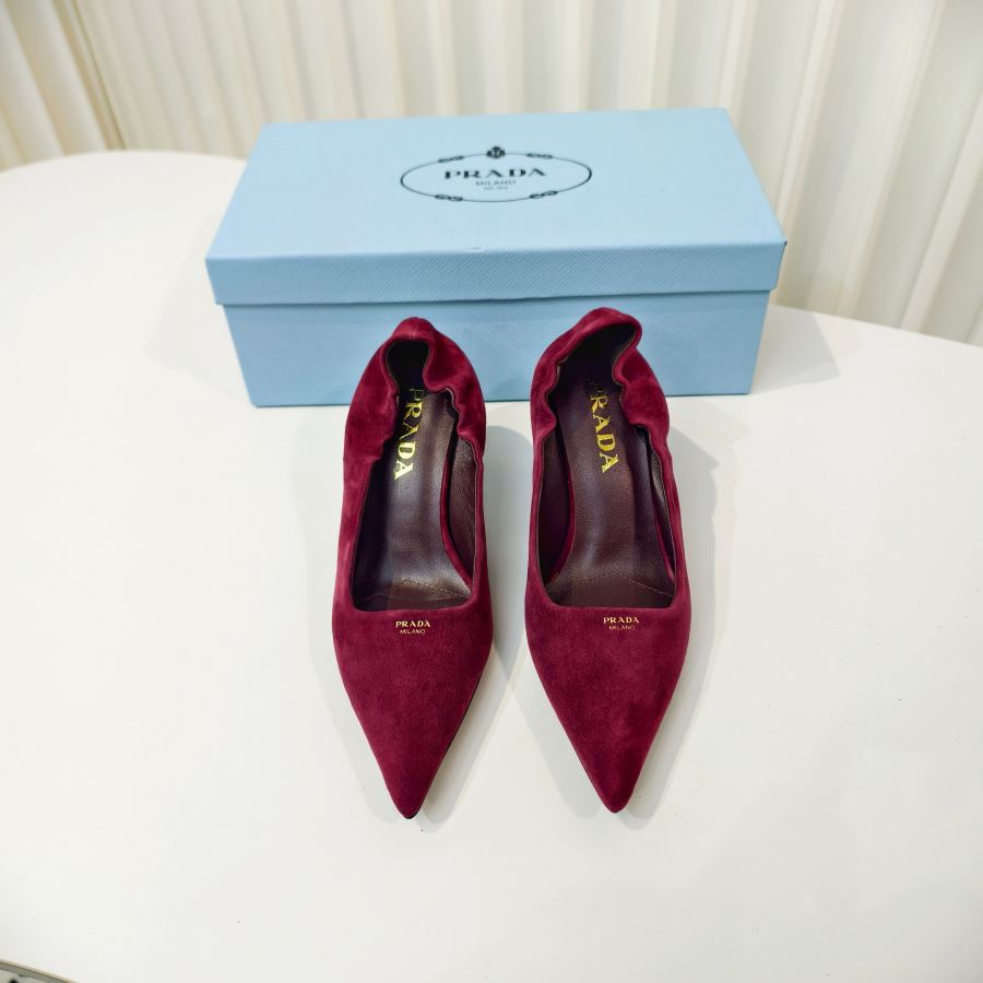 Prada women's shoes Prada suede reverse leather high-heeled shoes — 1:1 Replica — photo 2