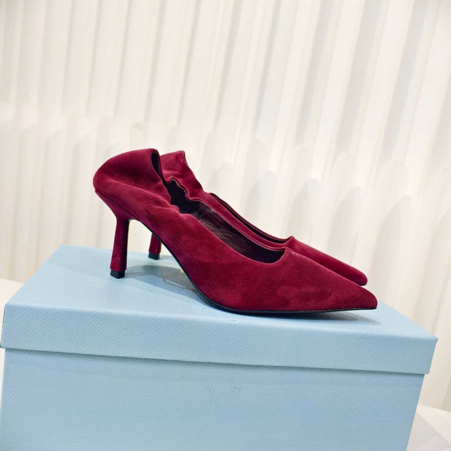 Prada women's shoes Prada suede reverse leather high-heeled shoes — 1:1 Replica