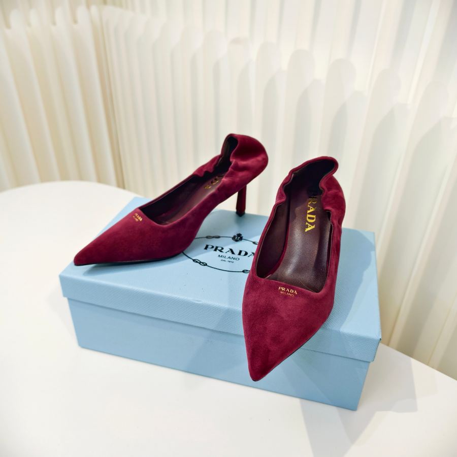 Prada women's shoes Prada suede reverse leather high-heeled shoes — 1:1 Replica — photo 6