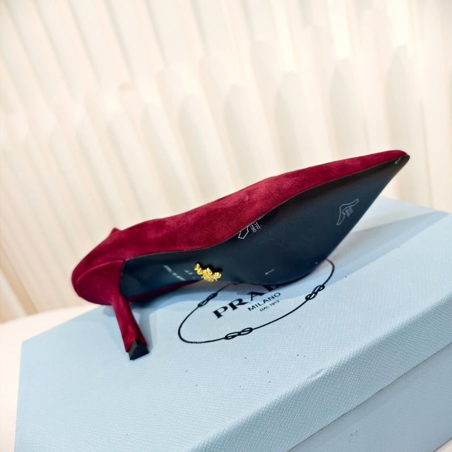 Prada women's shoes Prada suede reverse leather high-heeled shoes — 1:1 Replica — photo 9