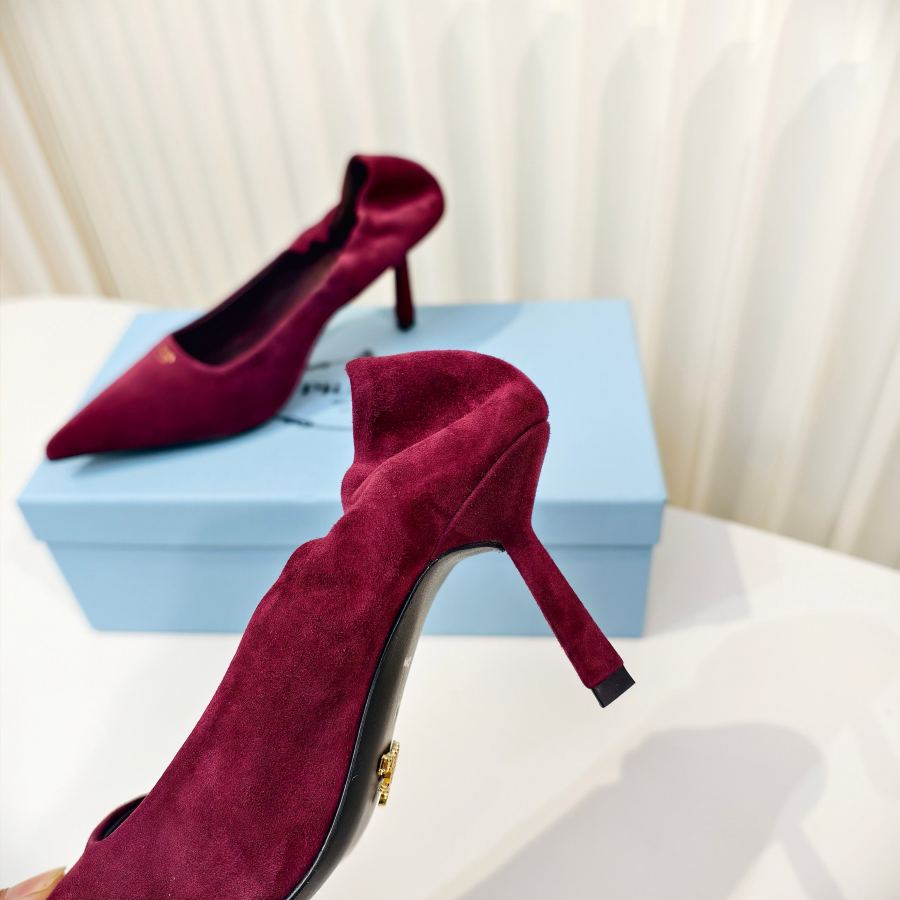 Prada women's shoes Prada suede reverse leather high-heeled shoes — 1:1 Replica — photo 8