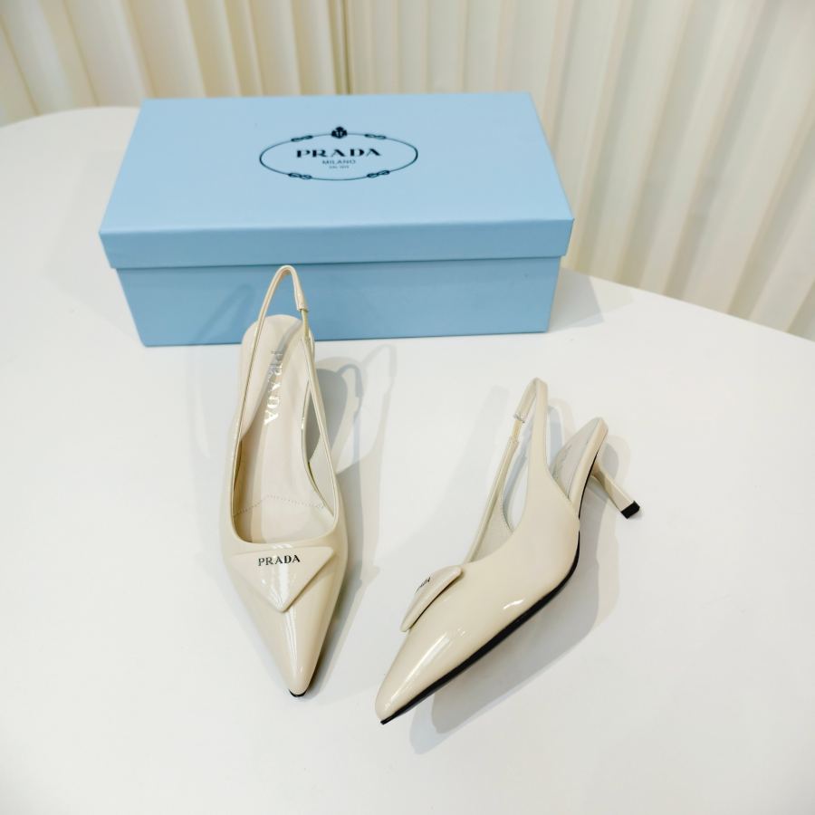 Prada women's shoes Prada shiny leather high heel pointed toe sandals — 1:1 Replica — photo 3
