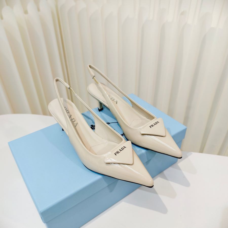 Prada women's shoes Prada shiny leather high heel pointed toe sandals — 1:1 Replica — photo 7
