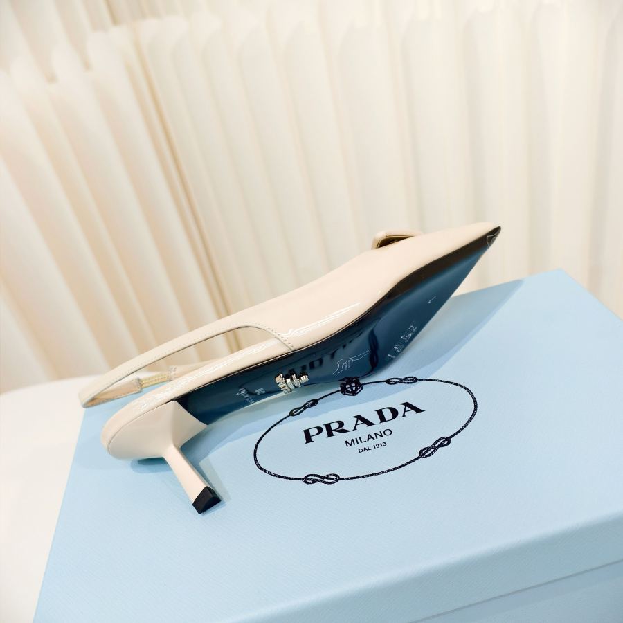 Prada women's shoes Prada shiny leather high heel pointed toe sandals — 1:1 Replica — photo 9