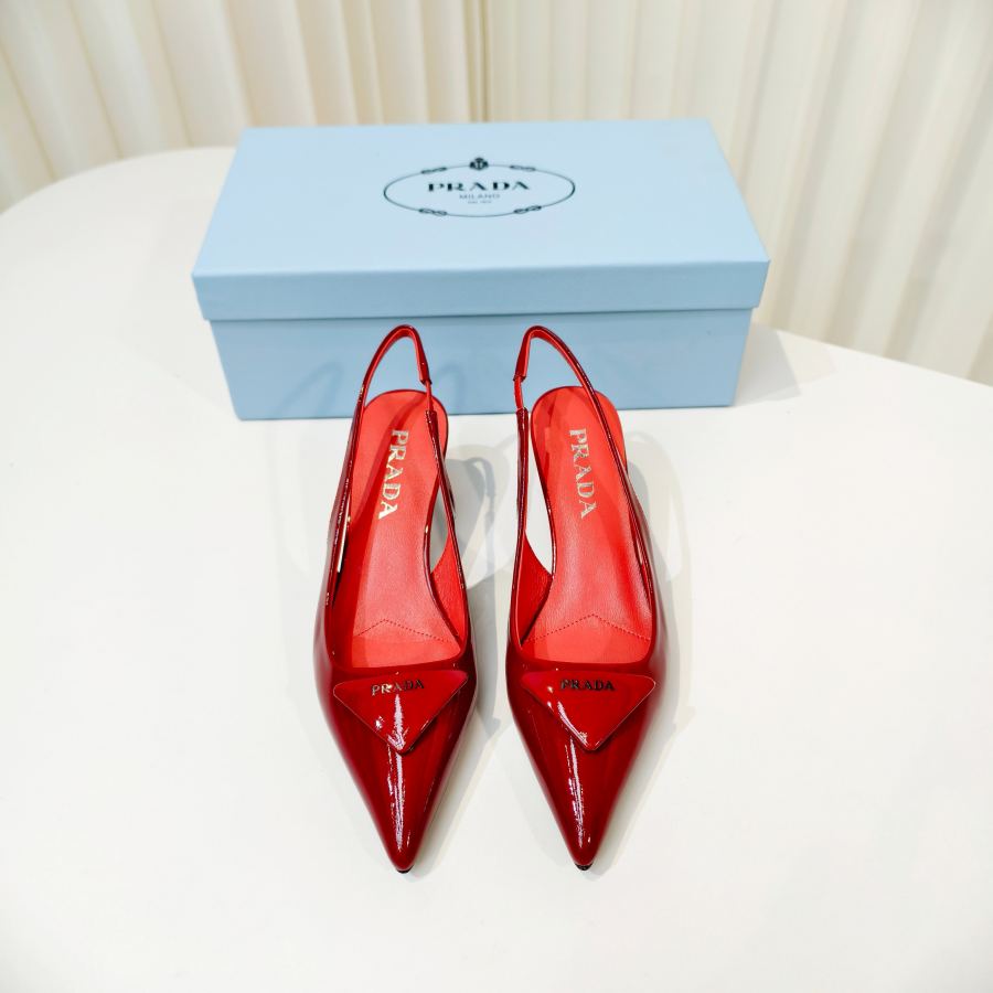 Prada women's shoes Prada shiny leather high heel pointed toe sandals — 1:1 Replica For Sale — photo 2