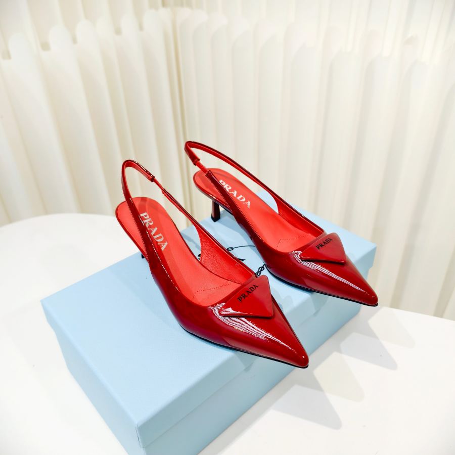 Prada women's shoes Prada shiny leather high heel pointed toe sandals — 1:1 Replica For Sale — photo 5
