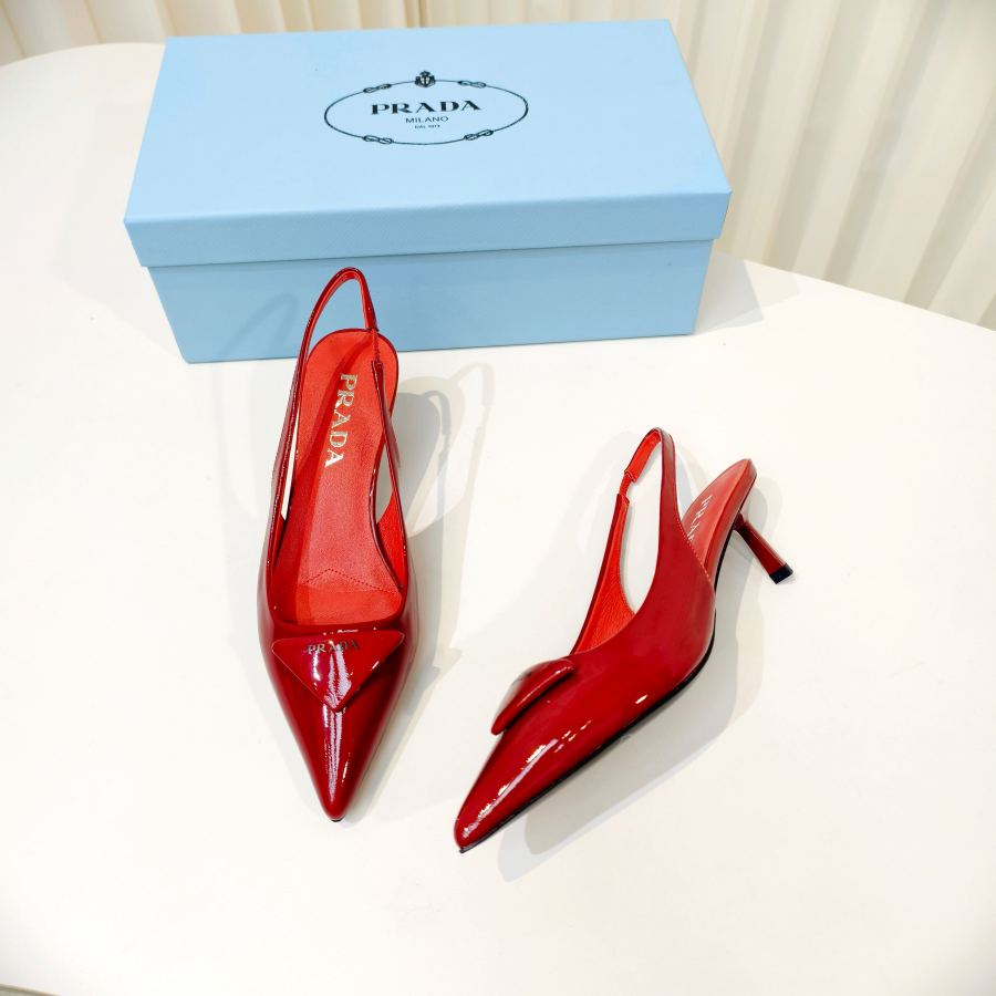 Prada women's shoes Prada shiny leather high heel pointed toe sandals — 1:1 Replica For Sale — photo 4