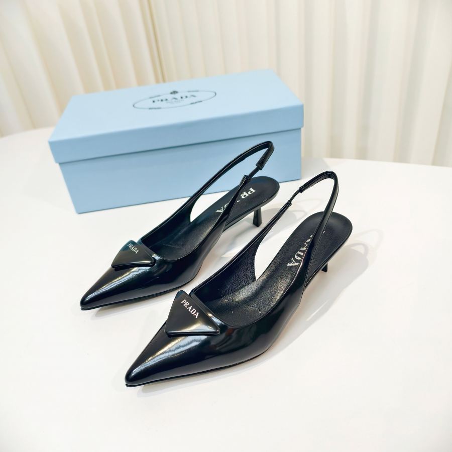 Prada women's shoes Prada shiny leather high heel pointed toe sandals — Premium Replica — photo 3