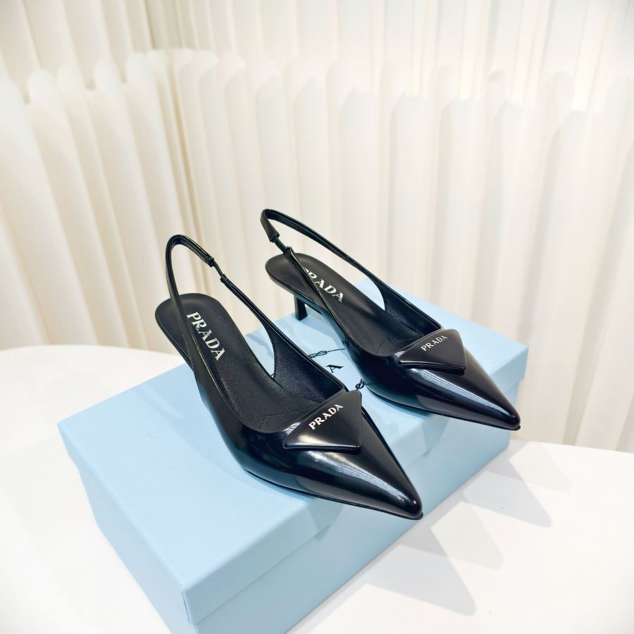 Prada women's shoes Prada shiny leather high heel pointed toe sandals — Premium Replica — photo 5