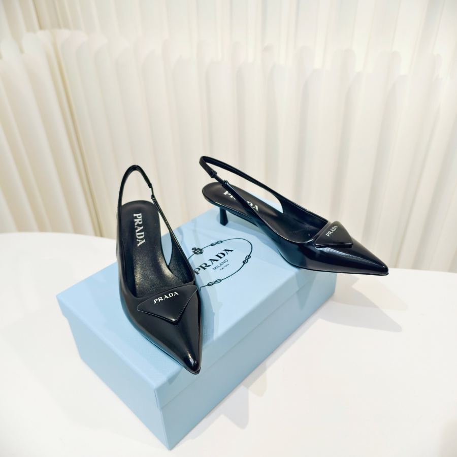 Prada women's shoes Prada shiny leather high heel pointed toe sandals — Premium Replica — photo 7