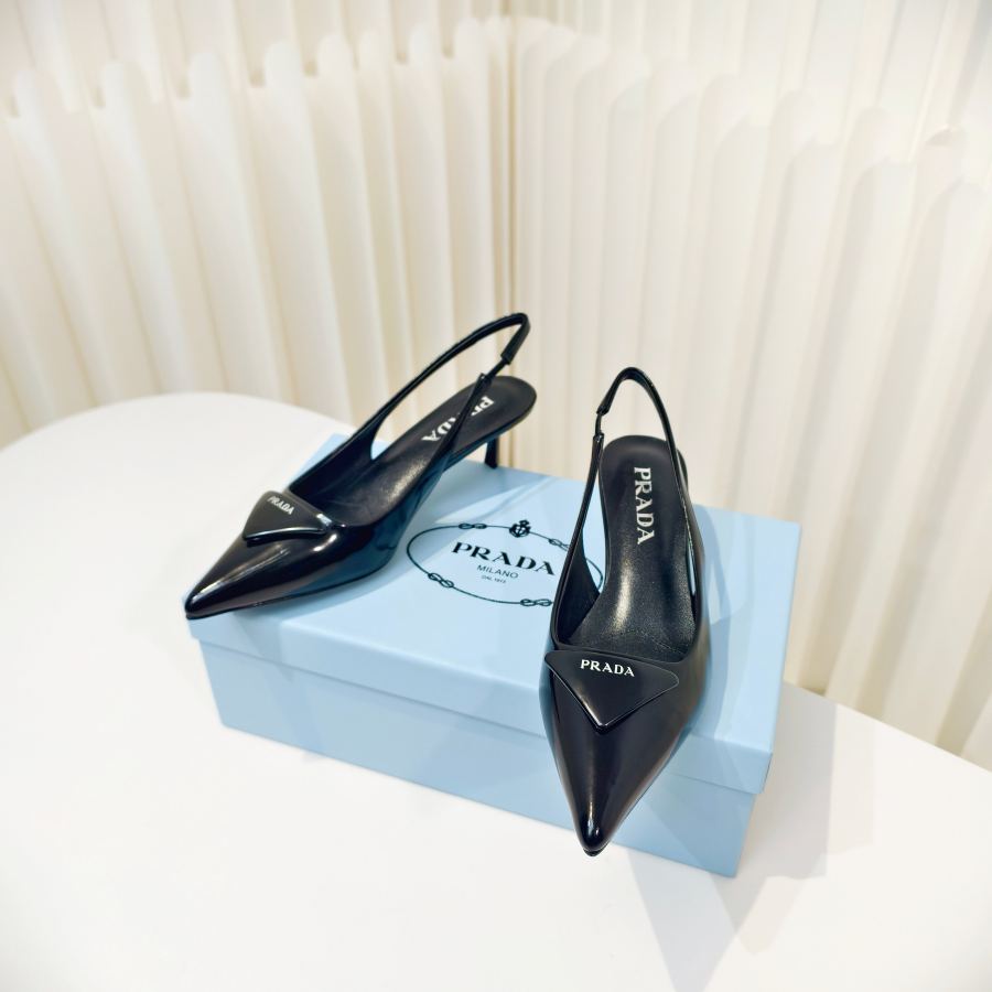 Prada women's shoes Prada shiny leather high heel pointed toe sandals — Premium Replica — photo 6