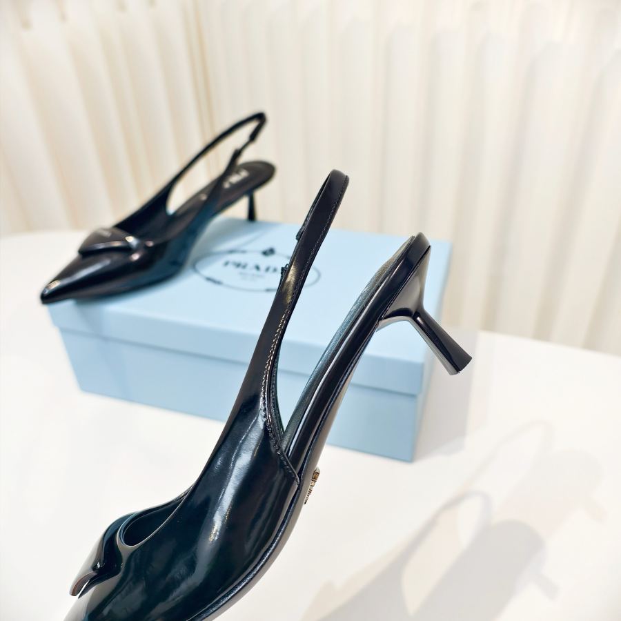 Prada women's shoes Prada shiny leather high heel pointed toe sandals — Premium Replica — photo 8