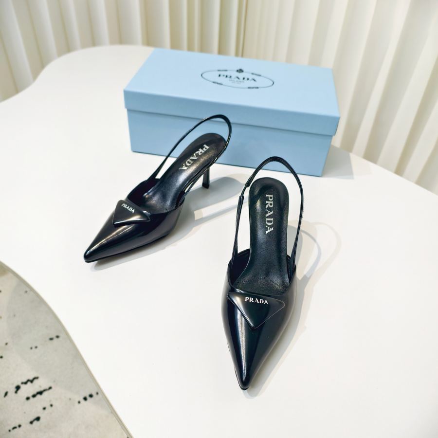 Prada women's shoes Prada glossy leather strappy pointed toe high heels — 1:1 Replica — photo 5