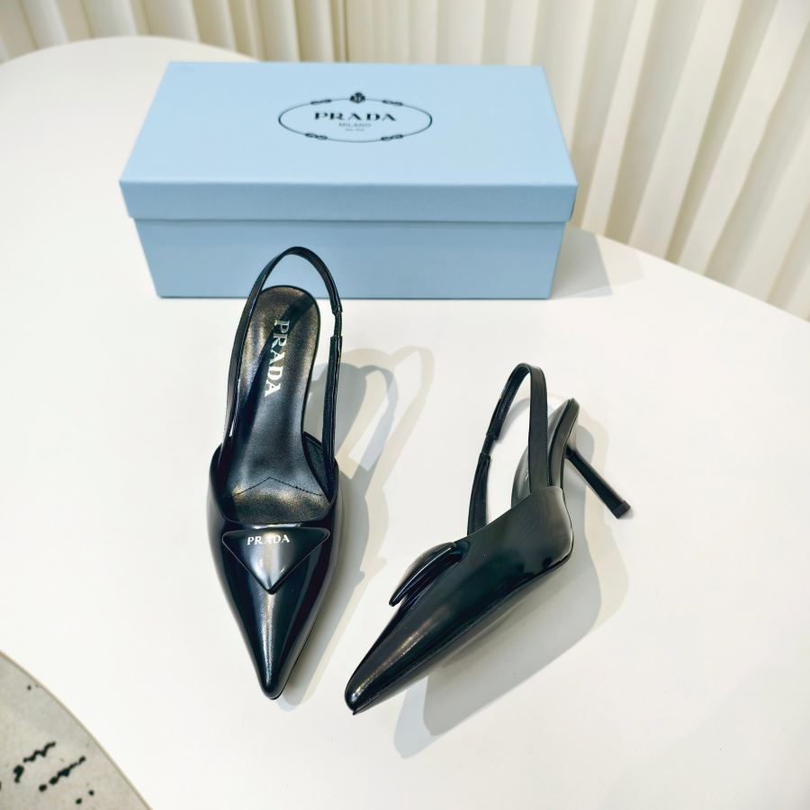 Prada women's shoes Prada glossy leather strappy pointed toe high heels — 1:1 Replica — photo 4
