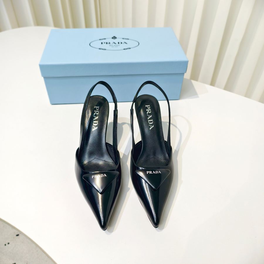 Prada women's shoes Prada glossy leather strappy pointed toe high heels — 1:1 Replica — photo 3