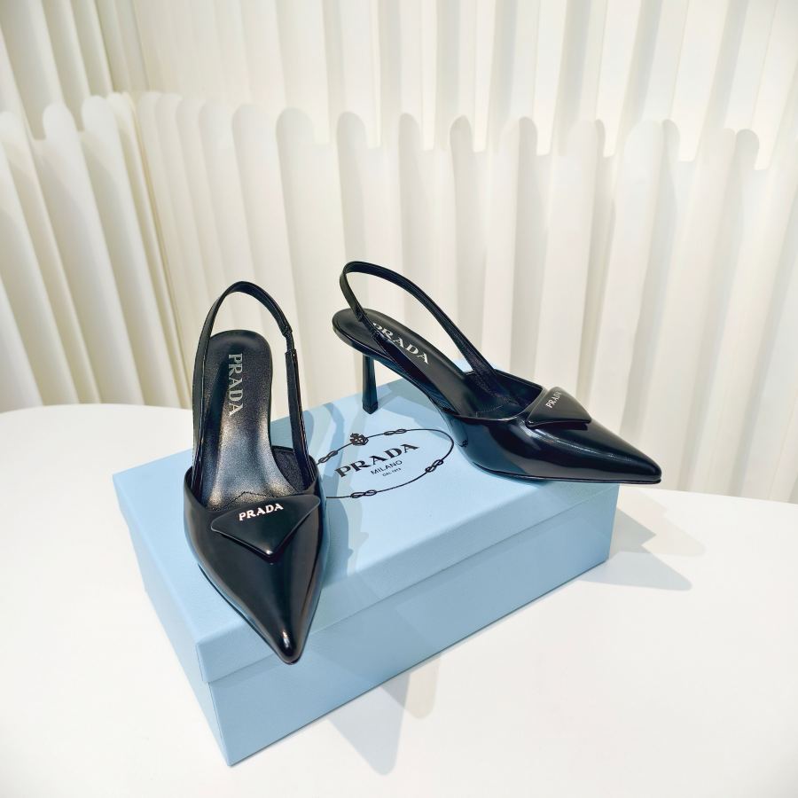 Prada women's shoes Prada glossy leather strappy pointed toe high heels — 1:1 Replica — photo 7