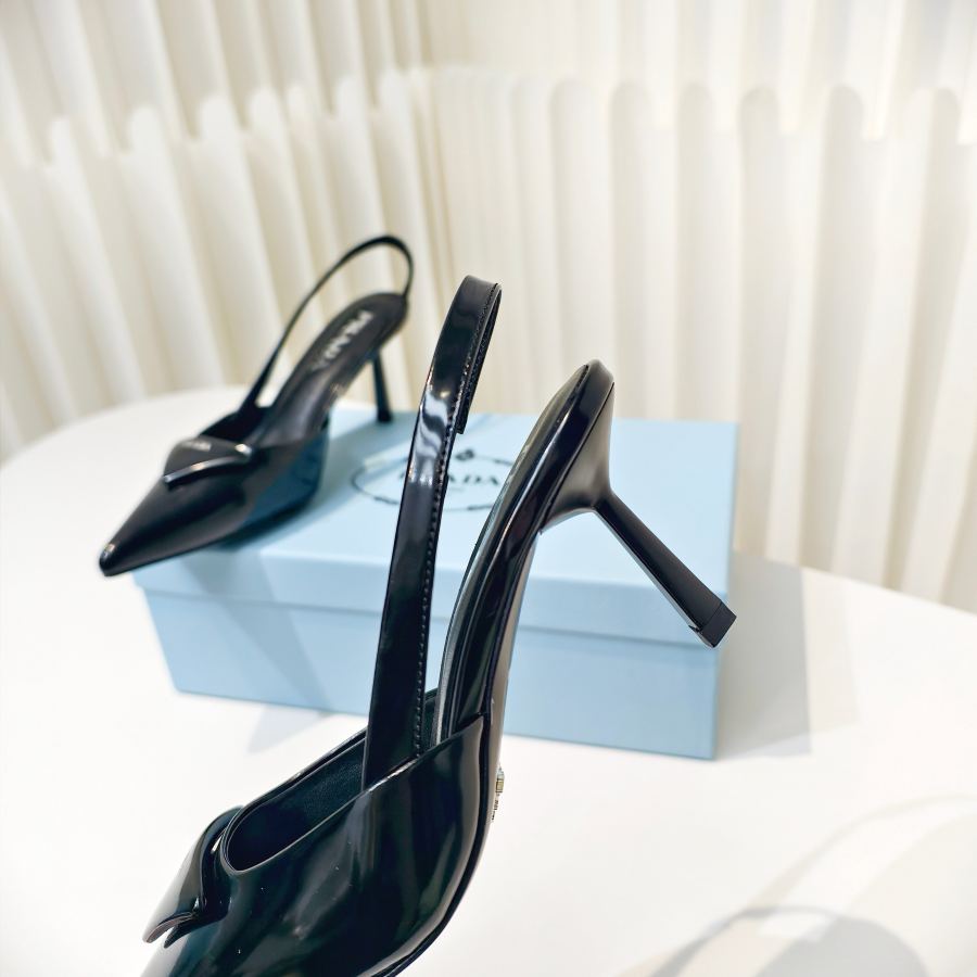 Prada women's shoes Prada glossy leather strappy pointed toe high heels — 1:1 Replica — photo 8