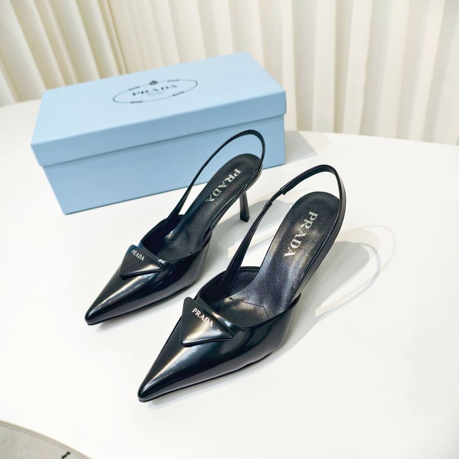Prada women's shoes Prada glossy leather strappy pointed toe high heels — 1:1 Replica — photo 6