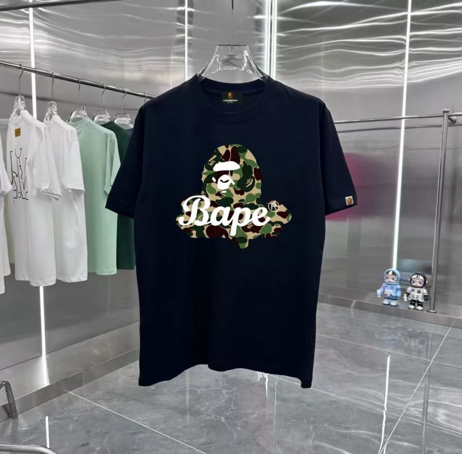 Bape Clothes Bape Retro Couple Printed Short Sleeve T Drop Shoulder Sleeves — AAA Quality Replica