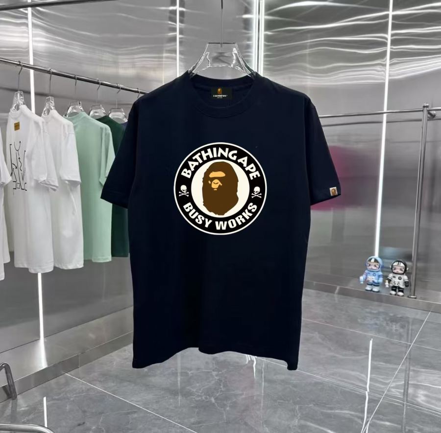 Bape Clothes Bape Retro Couple Printed Short Sleeve T Drop Shoulder Sleeves — 1:1 Replica For Sale