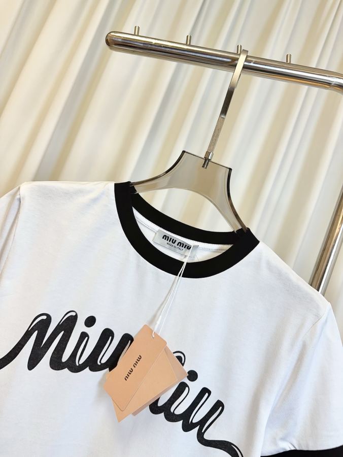 Miumiu Women MIU** logo T- shirt logo sm L — Premium Replica — photo 7