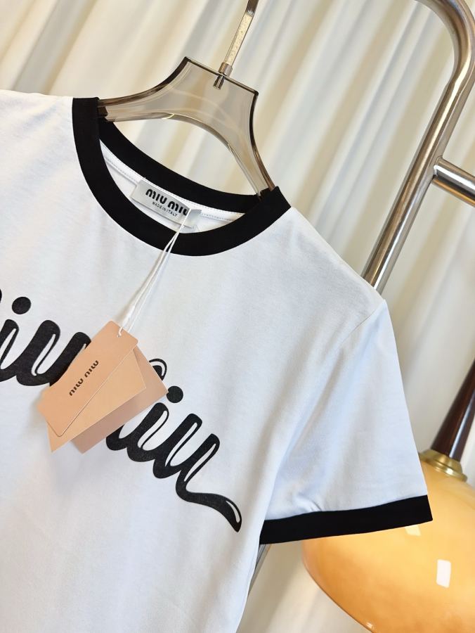 Miumiu Women MIU** logo T- shirt logo sm L — Premium Replica — photo 6