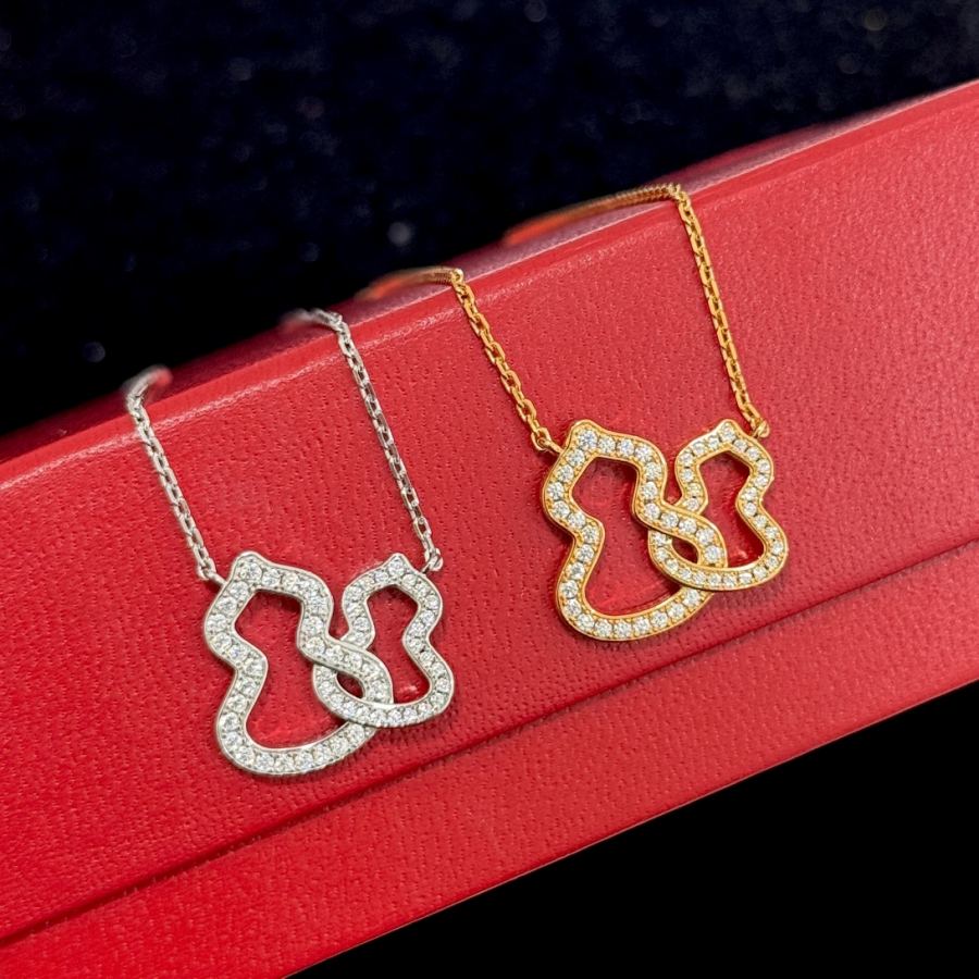 Qeelin Jewelry SY004 Full diamond double gourd necklace, 925 sterling silver, platinum, rose gold, — Premium Replica — photo 8