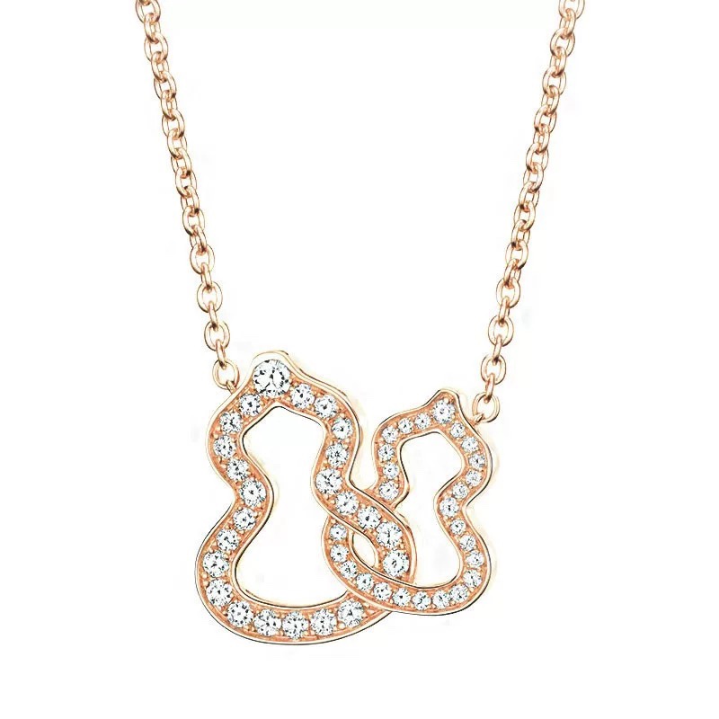 Qeelin Jewelry SY004 Full diamond double gourd necklace, 925 sterling silver, platinum, rose gold, — Premium Replica — photo 2