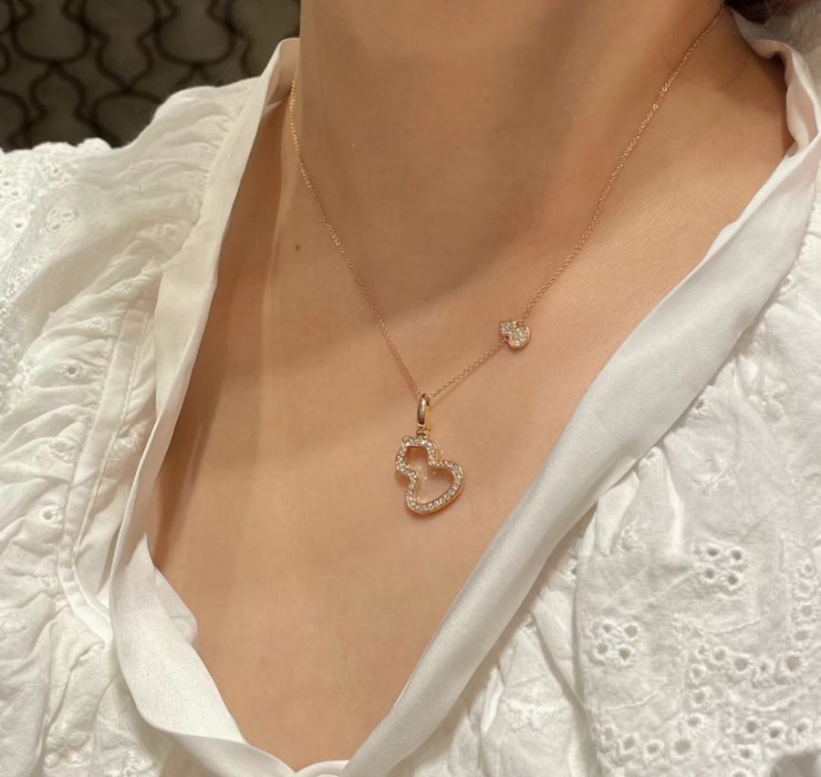 Qeelin Jewelry s0043 Popular classic gourd full-diamond hollow necklace. 925 sterling silver inlay. — AAA Quality Replica — photo 8