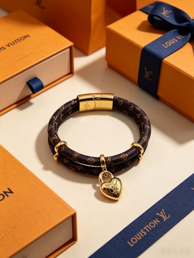 Louis Vuitton Jewelry The classic LV presbyopic leather bracelet, paired with a love pendant and — AAA Quality Replica
