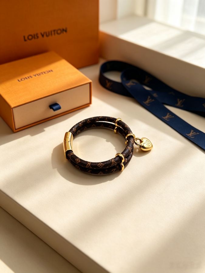 Louis Vuitton Jewelry The classic LV presbyopic leather bracelet, paired with a love pendant and — AAA Quality Replica — photo 5