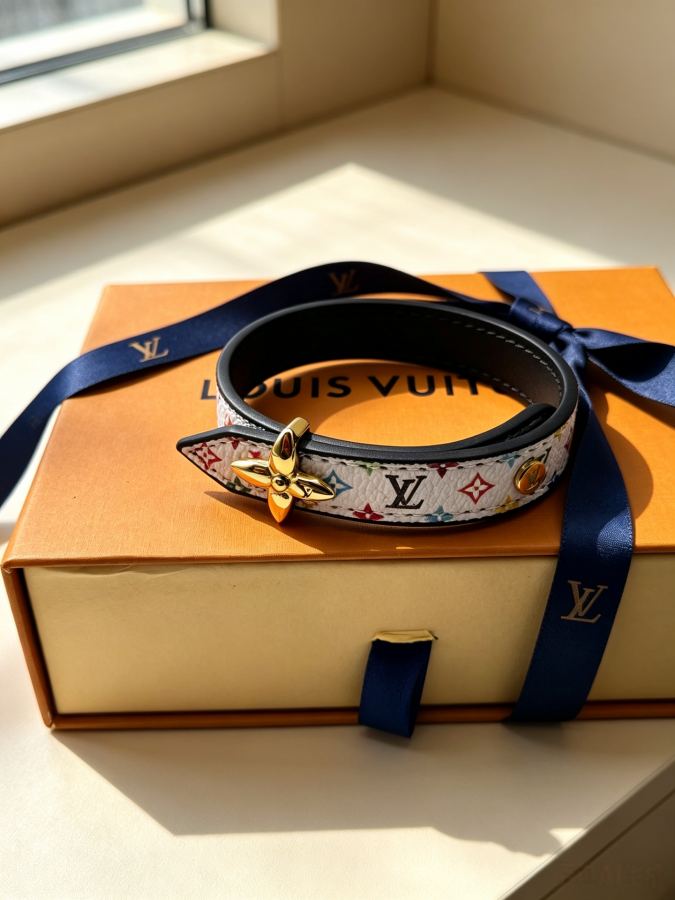 Louis Vuitton Jewelry LV colorful braided bracelet, white background printed rope body with golden — 1:1 Replica For Sale — photo 5