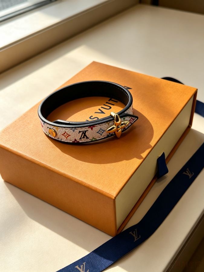 Louis Vuitton Jewelry LV colorful braided bracelet, white background printed rope body with golden — 1:1 Replica For Sale — photo 6