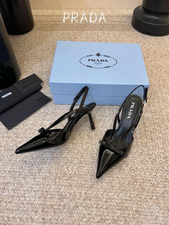 Prada women's shoes PRAD* Retro Triangle Pointed Toe Kitten Heel — Premium Replica — photo 5