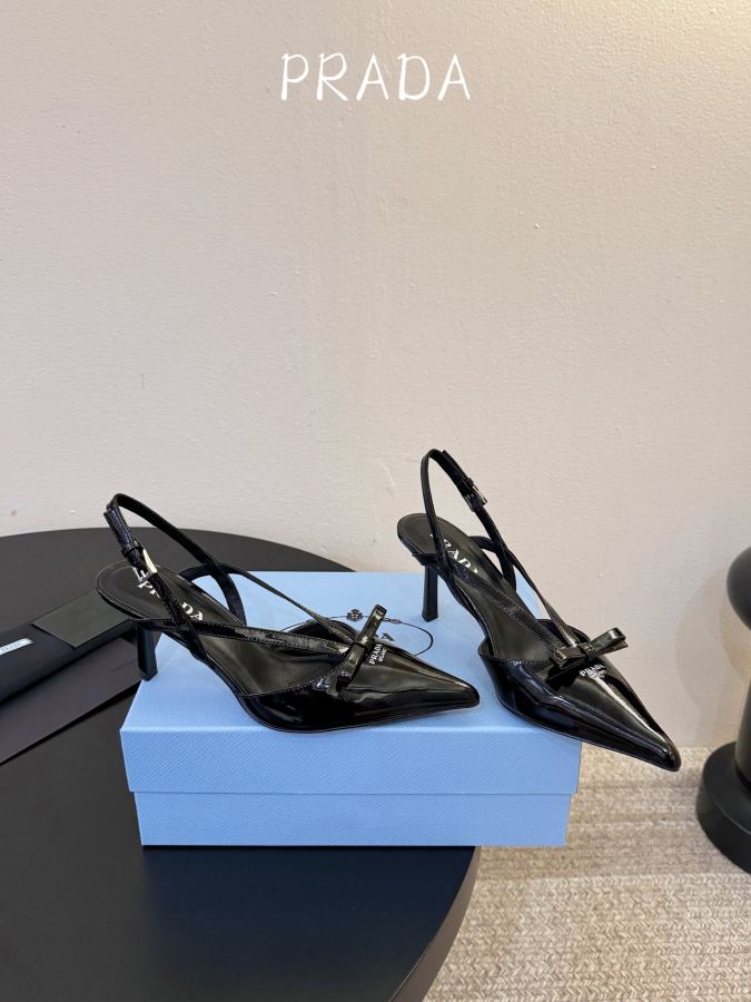 Prada women's shoes PRAD* Retro Triangle Pointed Toe Kitten Heel — Premium Replica — photo 4