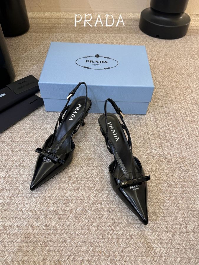 Prada women's shoes PRAD* Retro Triangle Pointed Toe Kitten Heel — 1:1 Replica For Sale — photo 2