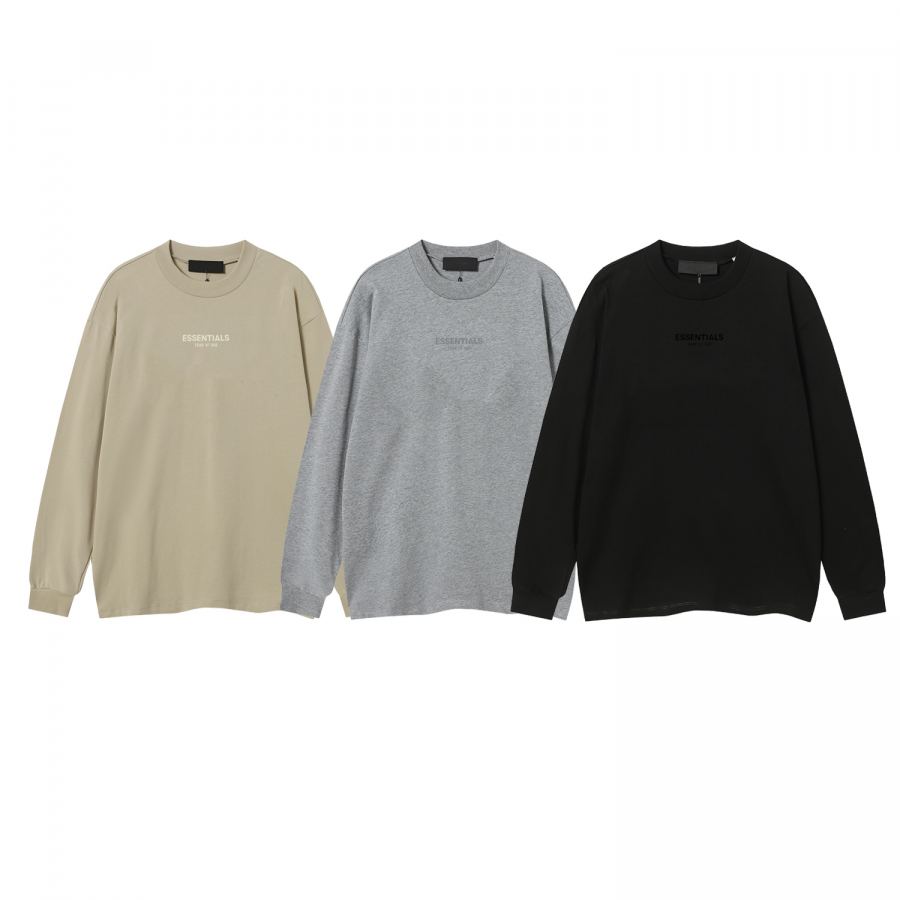 Fear of God Clothes Essentials Long Sleeve T-Shirts FOG LOGO T OVERSIZE 260 G LOGO Essentials PVC — 1:1 Replica