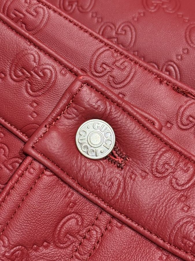 Gucci men GUCCI Double G embossed leather trousers — 1:1 Replica — photo 5